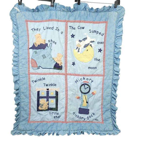 NoJo Bedding Vtg Nojo Baby Quilt Nursery Rhyme Shows Wear Baby